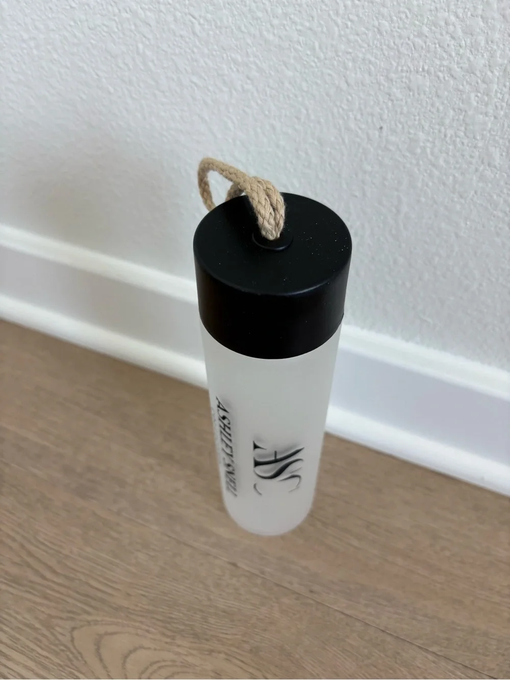 Ashley Snell Collection Frosted Water Bottle - Black Cap & Rope